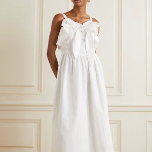 NWT Batsheva "Katja" Broderie Cotton Dress Eyelet Ruffle White Small